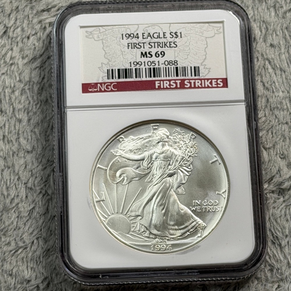 1994 American Silver Eagle $1 NGC MS 69 First Strikes 1oz Fine Silver Coin